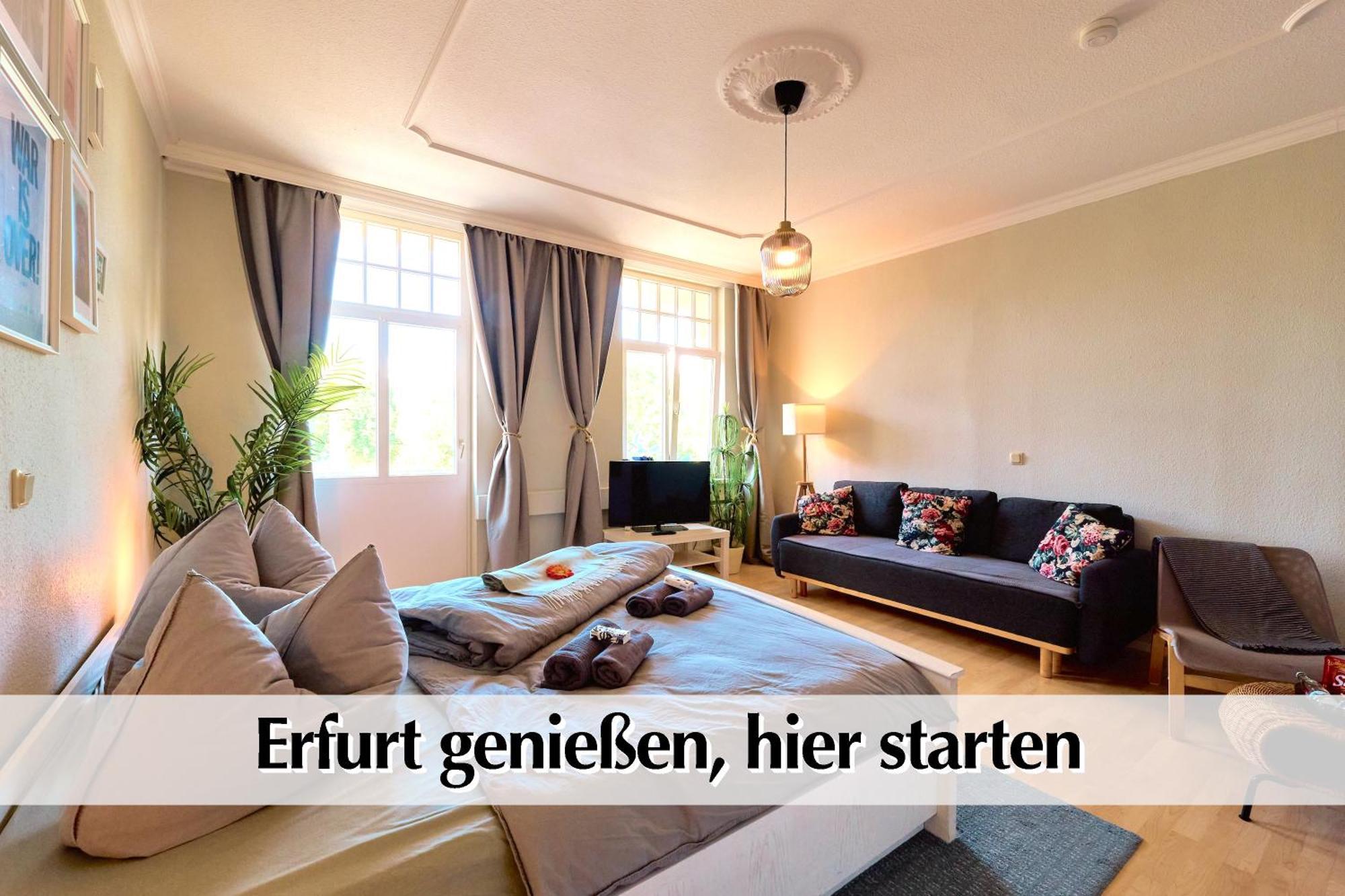 12 Fewos Im Jugendstilhaus Mit Aufzug, Terrasse, Kingsize-Bett, Smart-Tv, Etc Erfurt Room photo